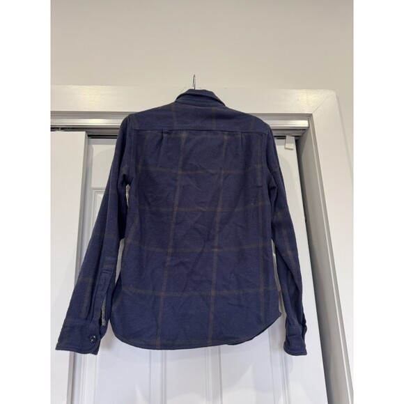 Wallace & Barnes Mens XS Blue Plaid Heavyweight Flannel Button Up Chore Shirt - Picture 3 of 7